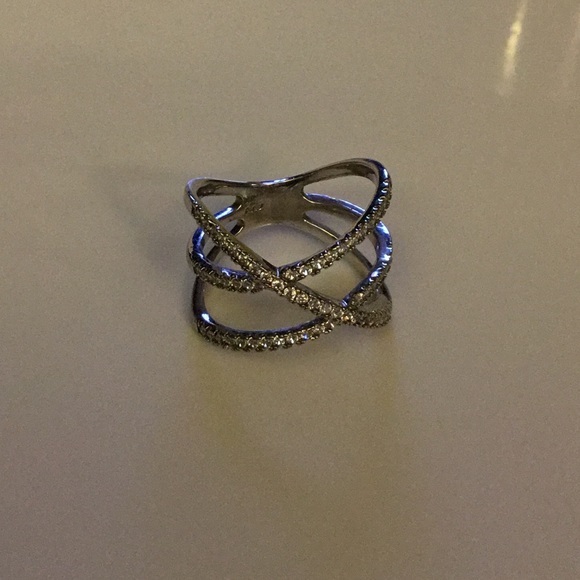 Sterling Forever Sterling Silver CZ Criss X Ring - Picture 4 of 8